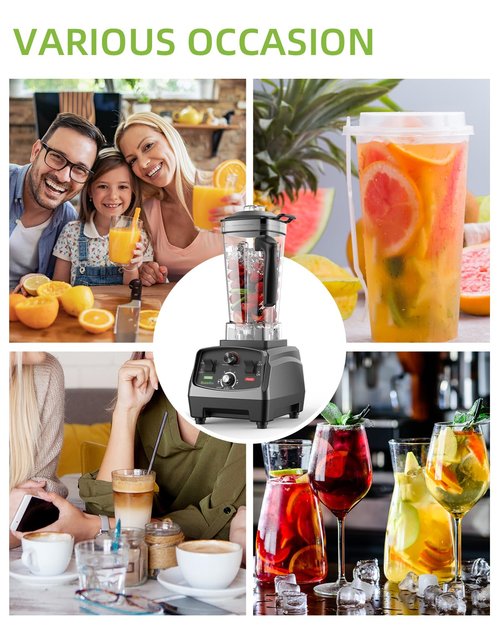 BioloMix Professional Countertop Blender - High Power 2200W Blender for Kitchen, Commercial, Smoothies, Frozen Fruits, Soup, Juice