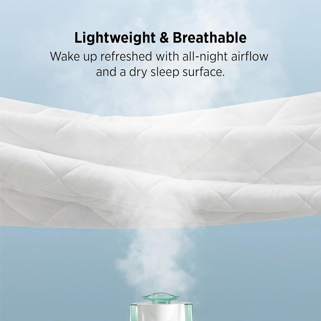Bedsure Queen Mattress Protector - Quilted Waterproof & Soft Breathable Bed Cover | Deep Pocket Up to 22 Inches - White