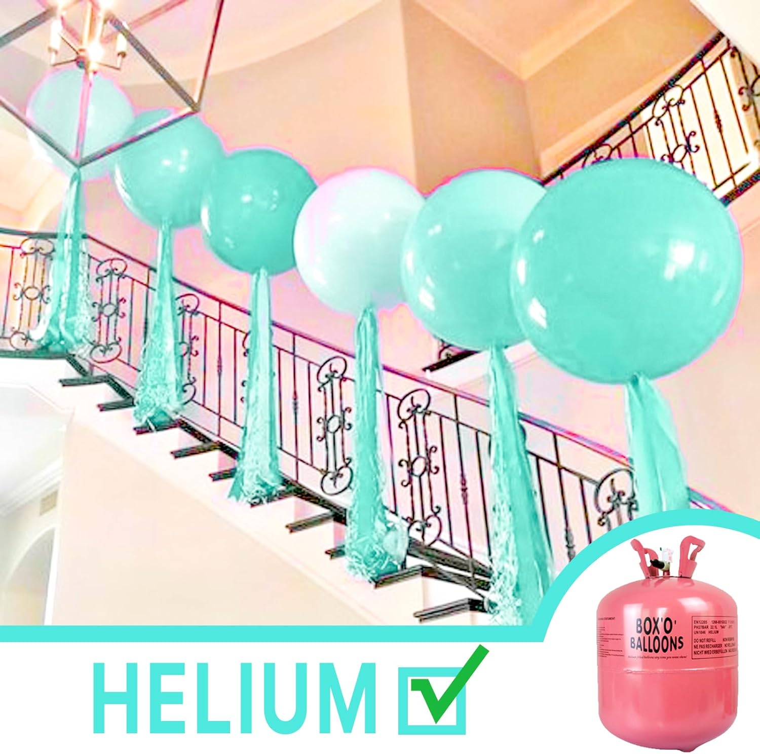 PartyWoo Teal Balloons - 36 Inch Turquoise Latex Balloons for Baby Showers, Weddings & More