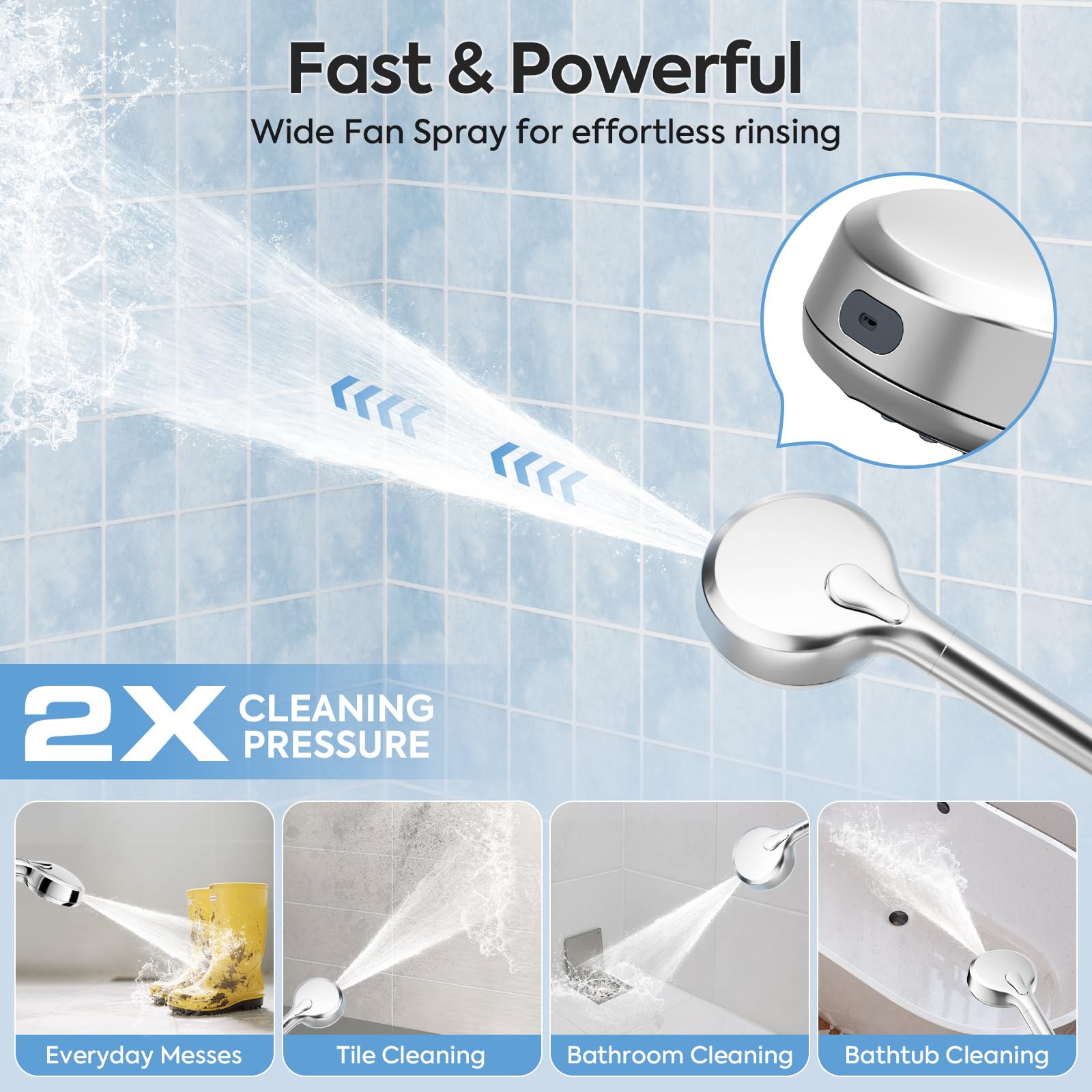 Teviora Filtered Shower Head with Handheld – High Pressure Hand Held Shower Head for Hard Water with Filters, 79" Long Hose & Powerful Wide Fan Spray, Removes Chlorine and Impurities (Chrome)