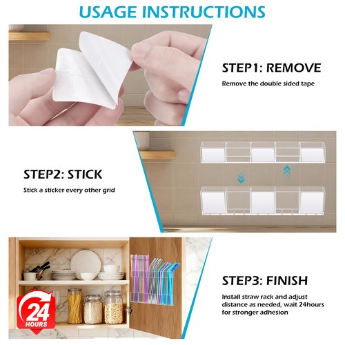 2Pack 9.5" Large Acrylic Straw Holder for Cabinet Door – Kitchen Cabinets Straws Organizer, Reusable Tumbler, Small Kitchens Accessories Storage Container (Transparent)