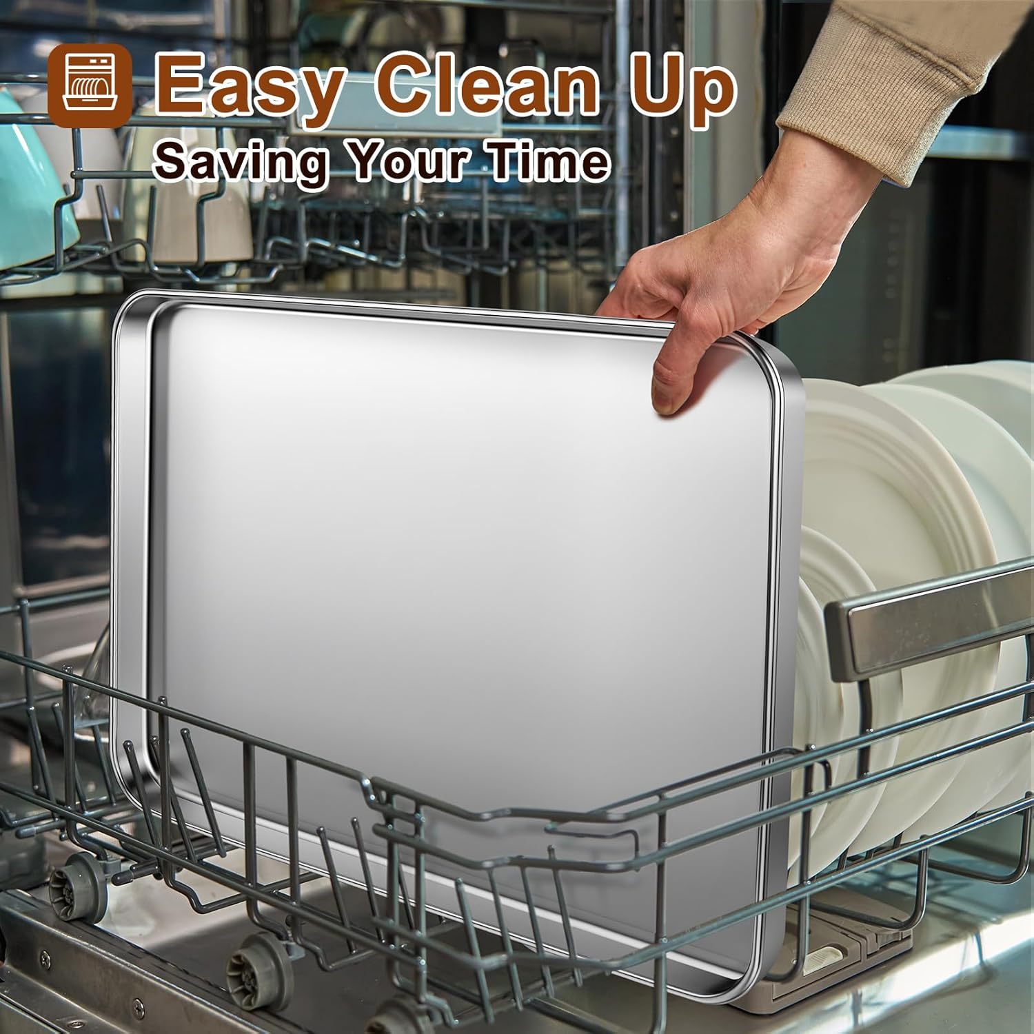 Skiennix Extra Large Stainless Steel Baking Sheet - Nonstick, Warp Resistant, Dishwasher Safe (20" x 14" x 1")