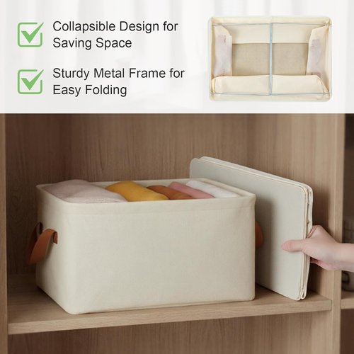 Large 19L Fabric Closet Storage Baskets by [Brand Name] - 6 Pack | Foldable Organizers with Handles for Home Organization