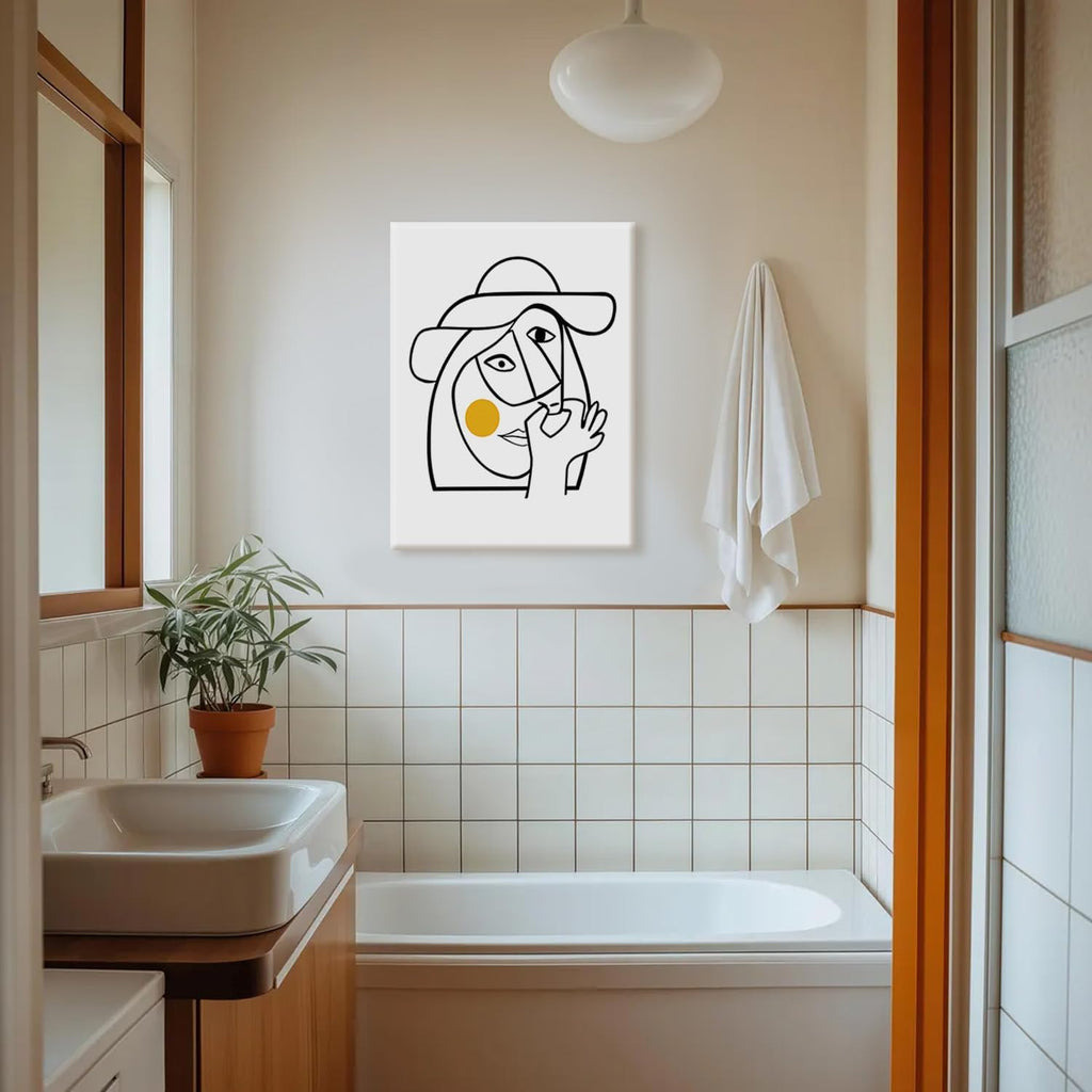 RUURUU Framed Black and White Bathroom Canvas Art - Modern Abstract Prints for Guest Toilets | 12x16 Inches