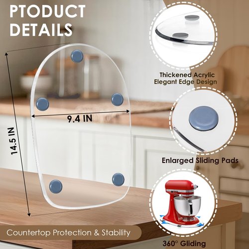 Baemin Thickened Acrylic Mixer Slider (Compatible with KitchenAid Mixer) (Slider for 4.5-5QT Stand Mixer) (Mixers Accessories) Sturdy Heavy-Duty Mixer Slider, Clear