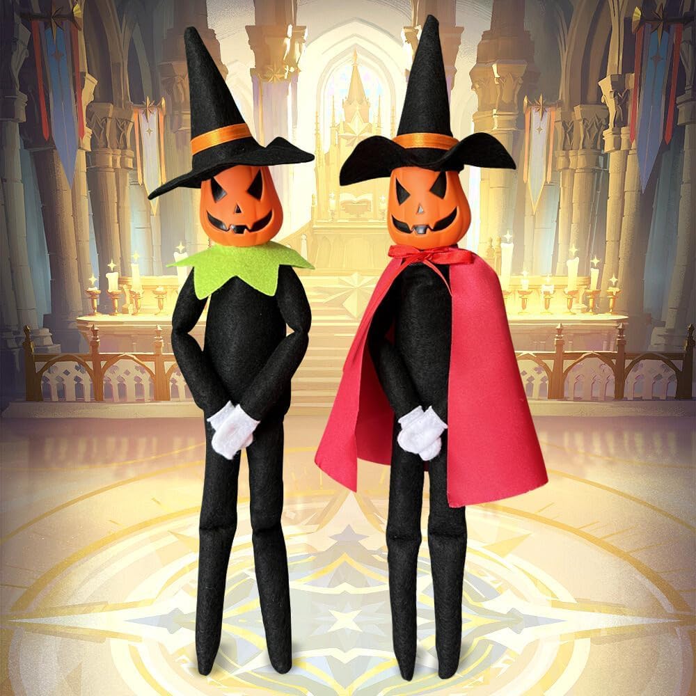 Rugwun Halloween Pumpkin Elf Doll - 14-Inch Handmade Stuffed Toy for Halloween & Christmas Decor