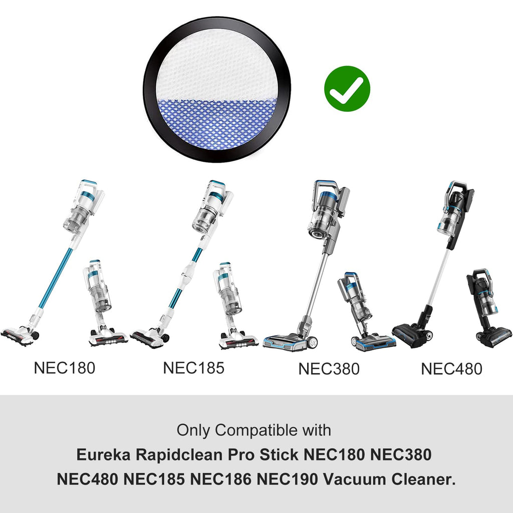 Rapidclean Pro Filter Only Compatible with Eureka Rapidclean Pro Stick NEC180 NEC280TL NEC380 NEC480 NEC185 NEC186 NEC190 Vacuum Cleaner.