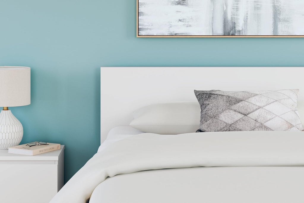 Signature Design by Ashley Onita Contemporary Queen Panel Headboard with Adjustable Height, Wood and Decorative Laminate, 39.53" High, Solid White Finish