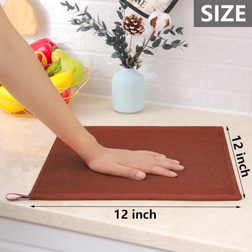 Homaxy 100% Cotton Dish Cloths - Ultra Soft, Absorbent & Quick Drying | 12-Pack, 12 x 12 Inches, Rust