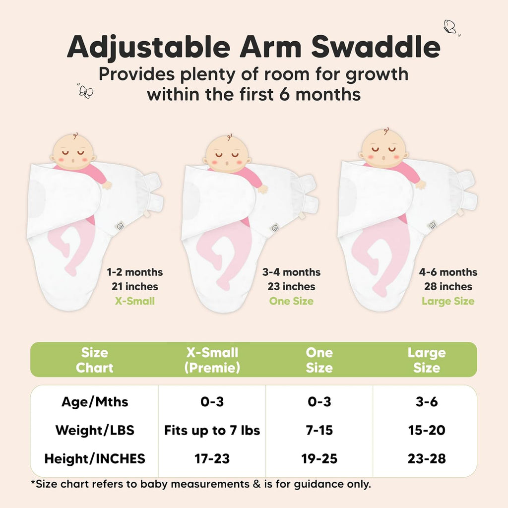 Skiennix Organic Baby Swaddle Sleep Sacks - Soft & Snug for Newborns 3-6 Months | 3-Pack (Cloud, L)