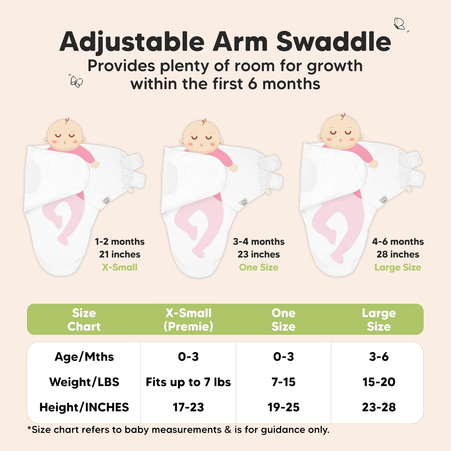Skiennix Organic Baby Swaddle Sleep Sacks - Soft & Snug for Newborns 3-6 Months | 3-Pack (Cloud, L)