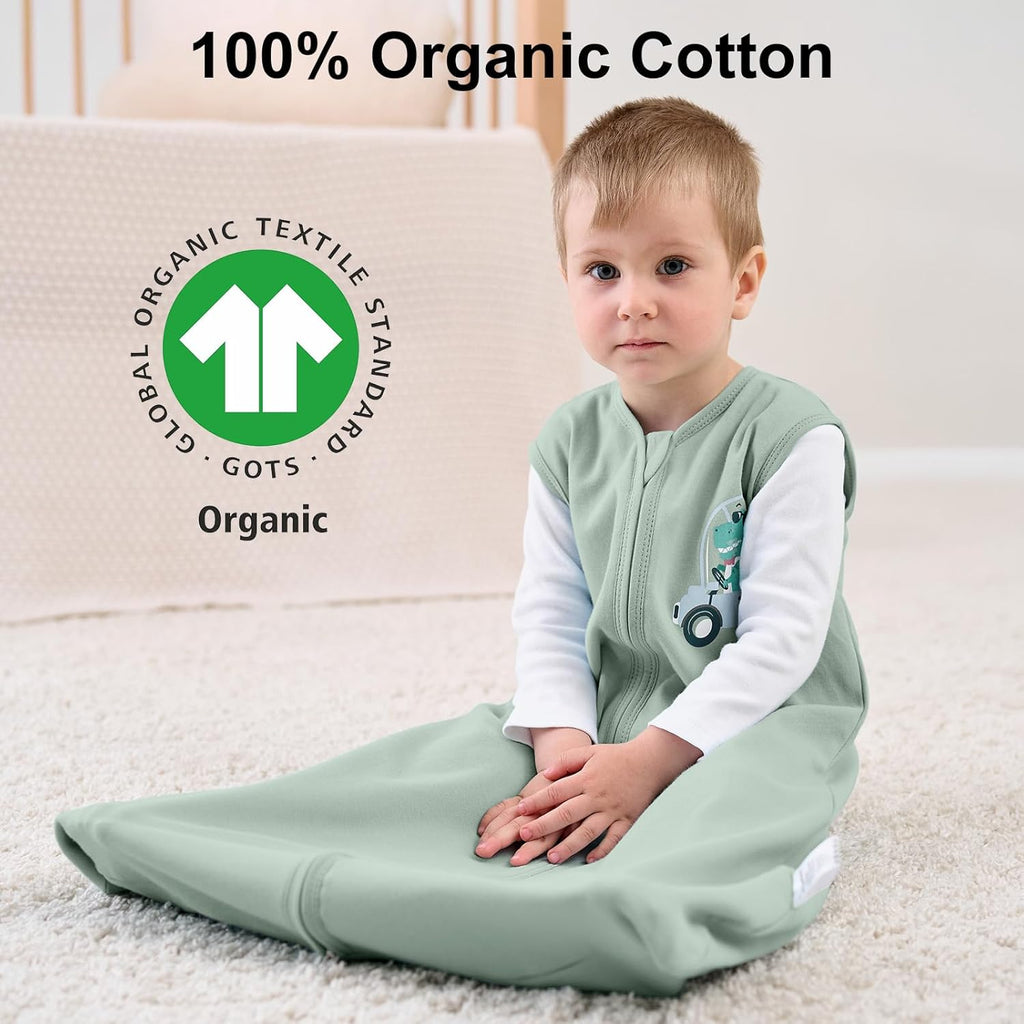 Yoofoss Baby Sleep Sack - 100% Organic Cotton Wearable Blanket for 0-6 Months | 2-Way Zipper, 3 Pack