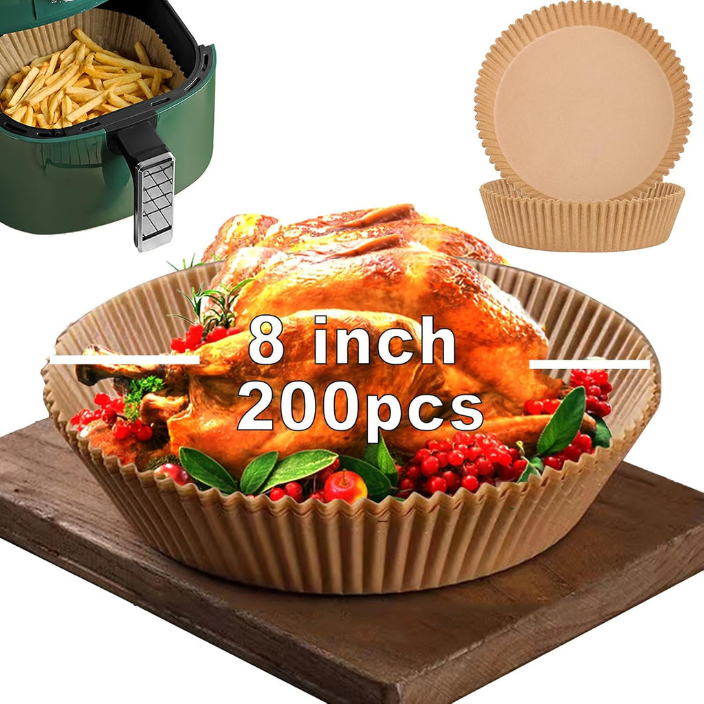 Ninja Air Fryer Liners - Disposable 8-Inch Round Parchment Paper | 200 Count for 4 Qt Air Fryer
