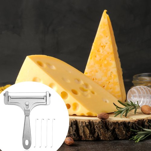 lasuroa Cheese Cutter, Stainless Steel Cheese Slicer with 4pcs Extra Wires Adjustable Handheld Butter Block Cutter for Cheddar Gruyere Mozzarella Kitchen Slicing Tools