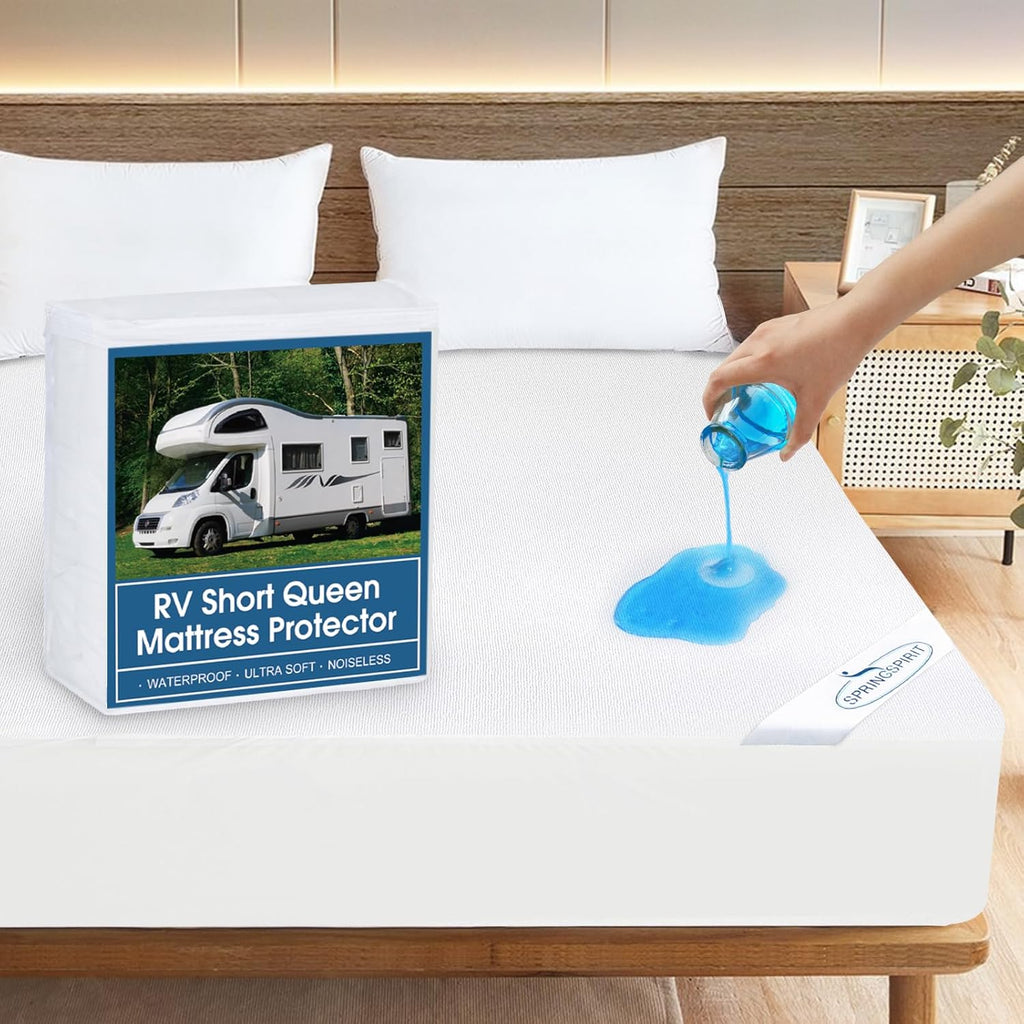 Skiennix RV Short Queen Mattress Protector - Waterproof, Ultra Soft & Breathable | 75''x60'' Up to 14'' Depth