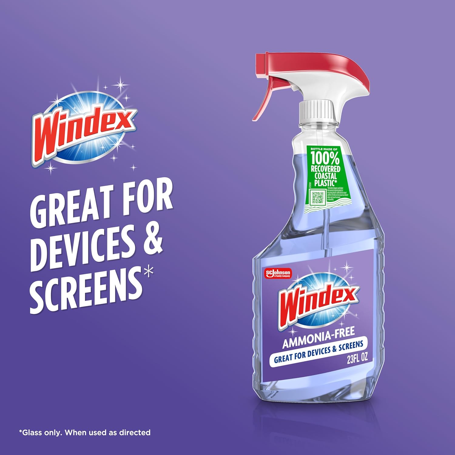 Windex Glass Cleaner Spray - Ammonia-Free Formula with Crystal Rain Scent | 23 Fl Oz Leak-Proof Bottle