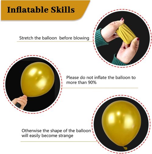 Gold Metallic Balloons - 12 Inch Latex Helium Balloons | 100pcs for Birthday & Wedding Decor