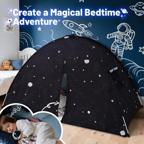 Sumbababy Large Teepee Tent for Kids: with Star Lights - Tent Indoor Kids Teepee Tent for Boys & Girls - Kids Play Tent Inside Canopy Bed for Playroom Gift Toys (Black Galaxy)