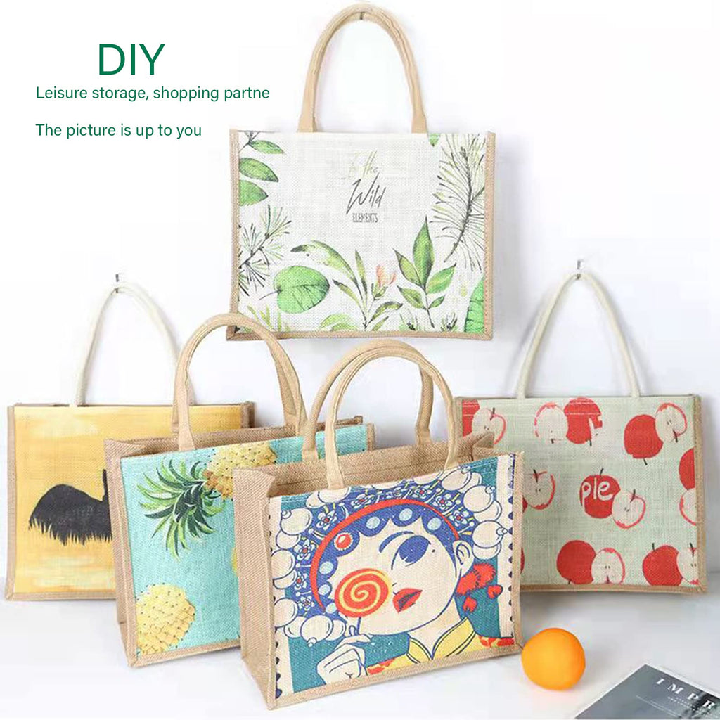 Jute Tote Bag Large16.5"x7"x13" [10pcs] With Button Handles Grocery Bags