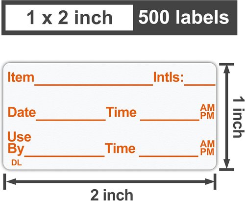 L LIKED Dissolvable Food Storage Labels - 500 Stickers, 1 x 2 Inch, Ideal for Containers (Red)