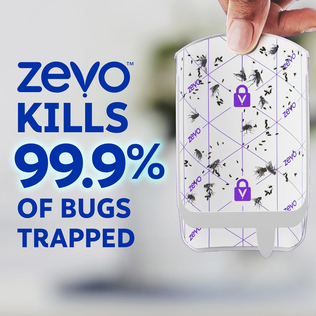 Zevo Flying Insect Trap - Indoor Bug Catcher with 3 Refill Cartridges | UV Light Technology for Flies & Gnats