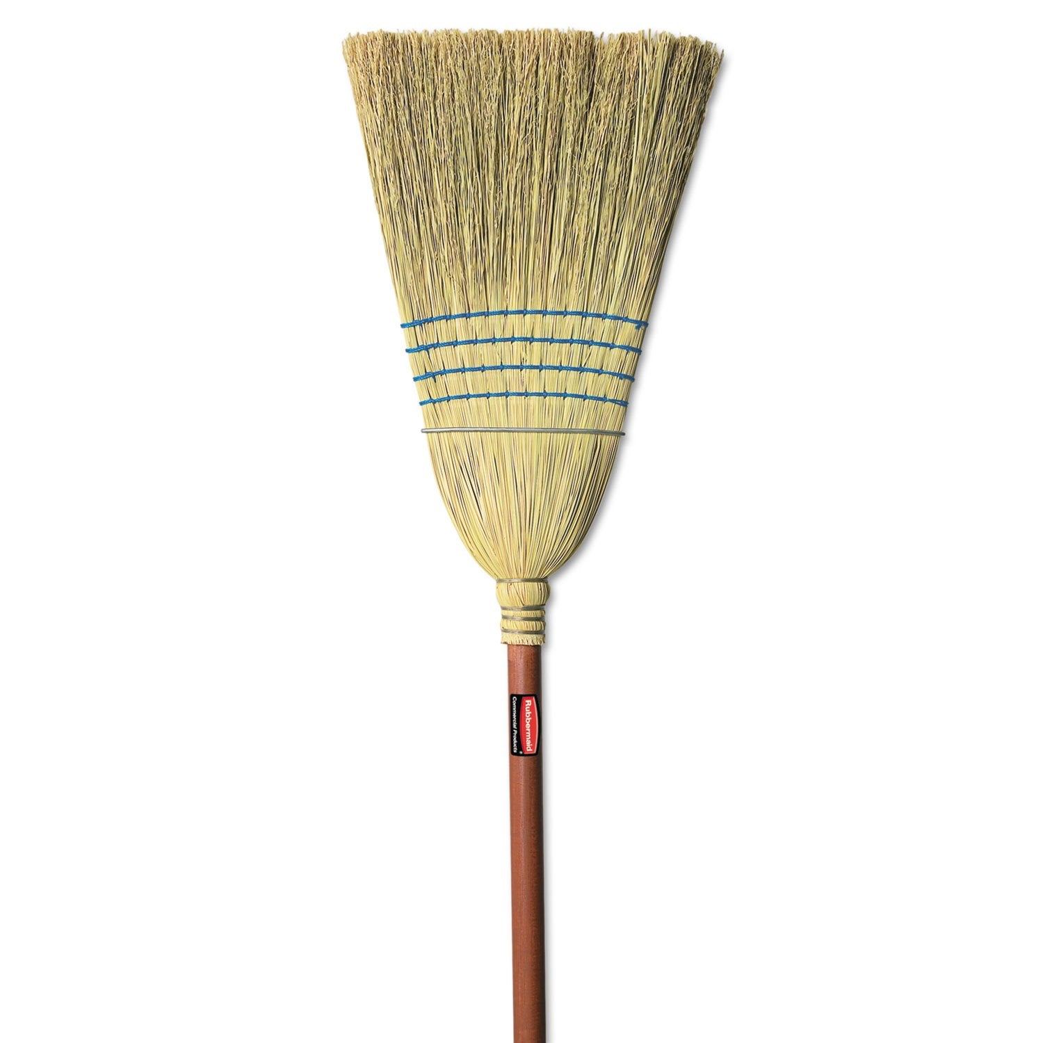 Rubbermaid Commercial Products Heavy-Duty Corn Broom, 1 1/8-Inch Wood Handle, Red, Indoor/Outdoor Broom for Courtyard/Garage/Lobby/Mall/Office
