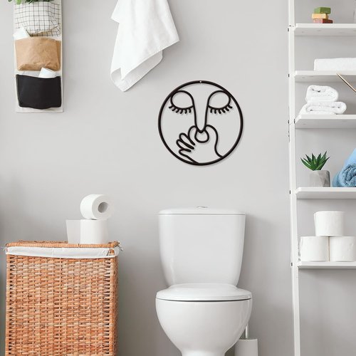 ARTINME Funny Bathroom Wall Decor - Humorous Metal Sign for Guest Toilet | Modern 12'' Round Design