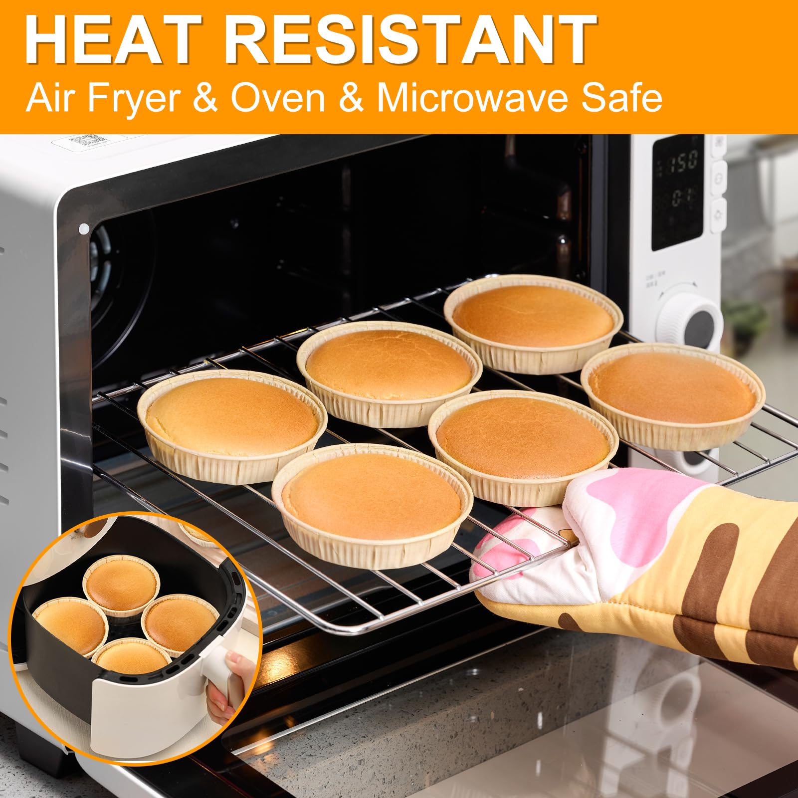 ZORRITA 50 Pcs Mini Tart Pans for Baking, 4 Inch Disposable Paper Pie Pans for Individual Small Pies, Tarts, Quiche, Cakes, Breakfast Sandwiches, Desserts, Cinnamon Rolls