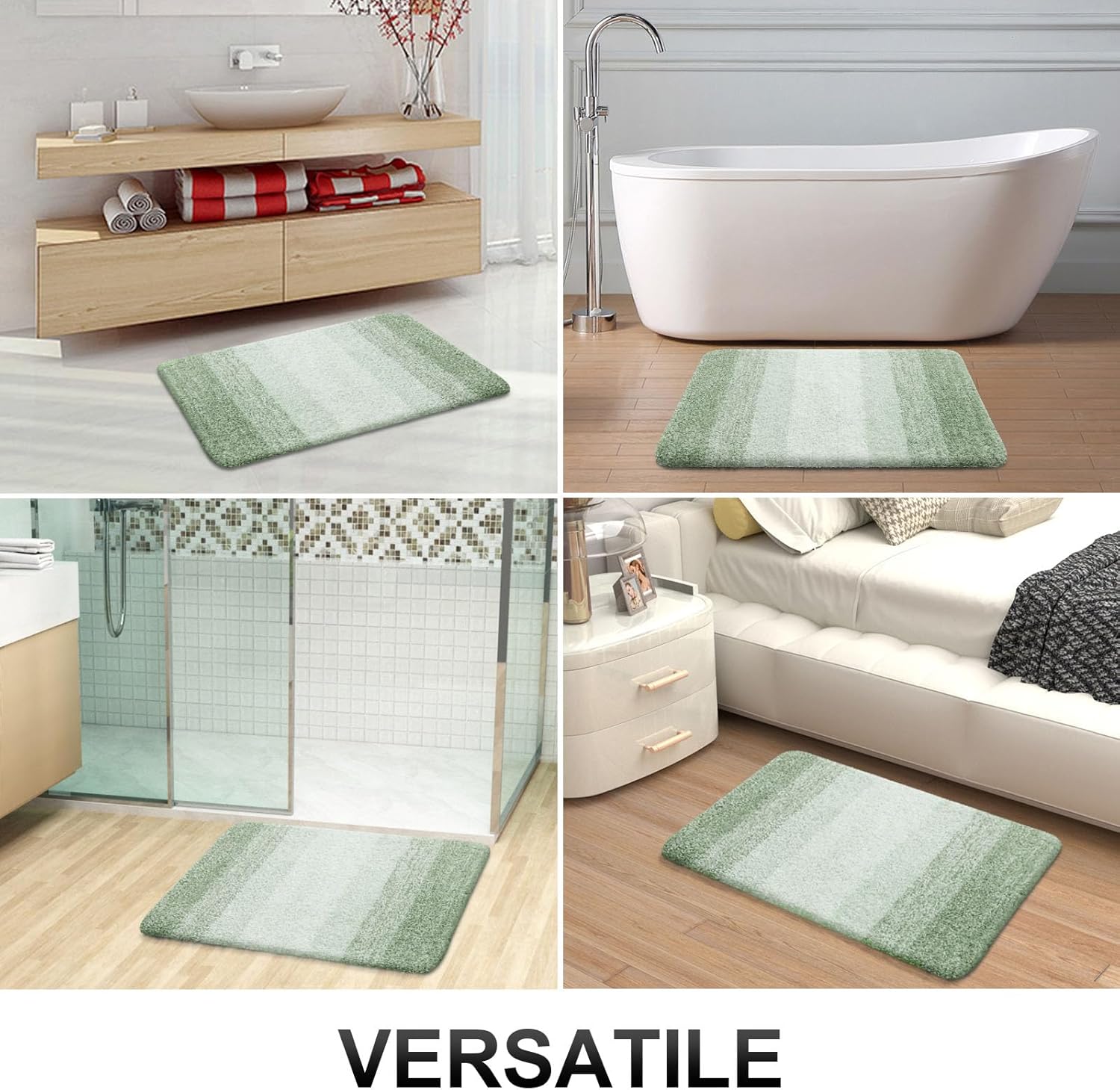 OLANLY Bathroom Rugs - Extra Soft Microfiber Mat, Quick Dry & Machine Washable | 24x16 Sage Green