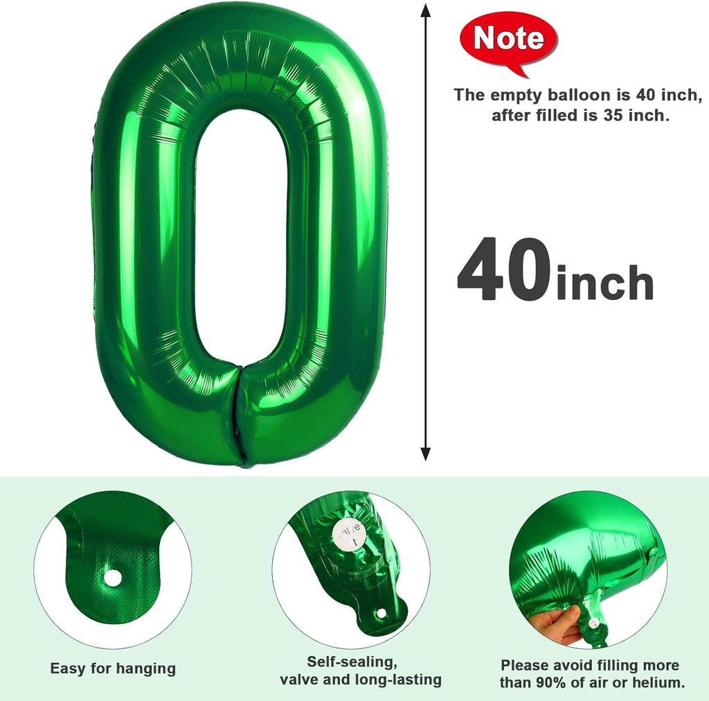 Number 0 Balloons - 40 Inch Dark Green Birthday Decorations for Milestone Events & Baby Showers