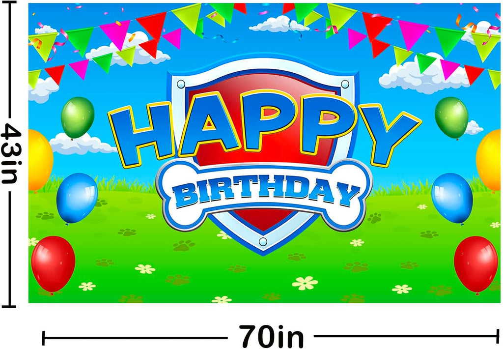 Paw Birthday Party Decorations - 70in X 43in Blue Dog Photo Backdrop for Kids' Rooms & Baby Showers