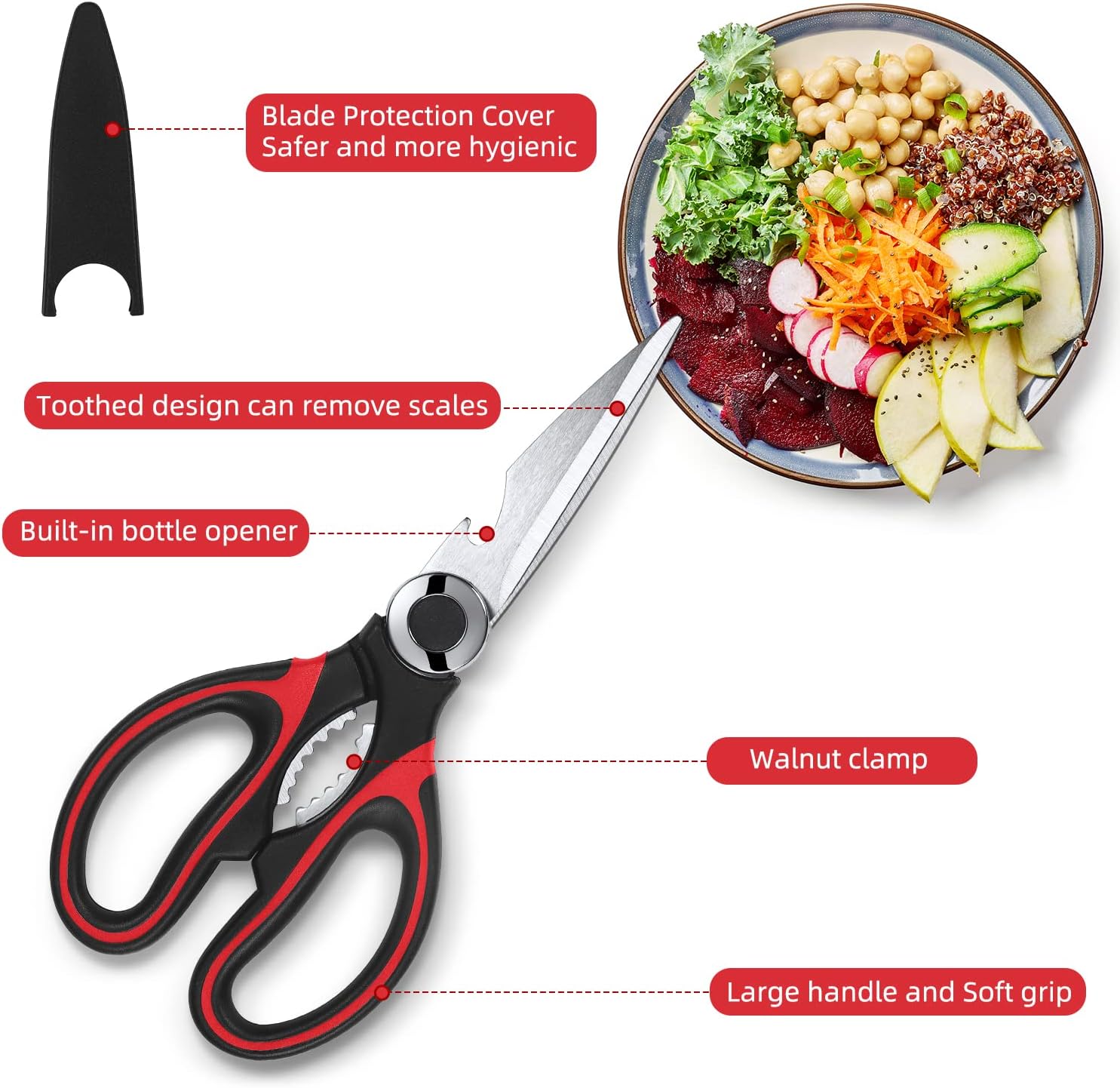 Raptor Kitchen Scissors - Heavy Duty Stainless Steel Meat Shears | Dishwasher Safe, 2-Pack Set