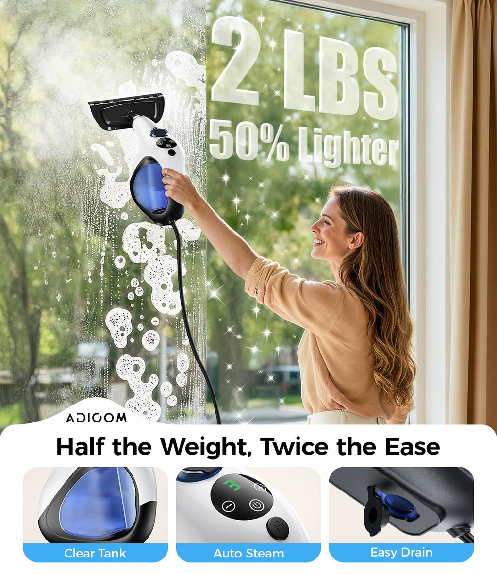ADICOM Handheld Steam Cleaner for Home 3s Instant Heat-Up No Need to Wait, Upgrade 2 LB Light Weight Easy Refill Portable Steamer Cleaner for Furniture Couch Grout Walls Kitchenware Cleaning