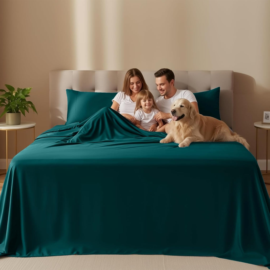 Utopia Bedding King Size Sheet Set - Soft, Breathable Microfiber | 4-Piece in Teal Green, Oeko Tex Certified