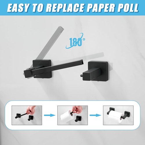 Leyden Black Toilet Paper Holder - Modern Wall-Mounted Double Post Design for Easy Access