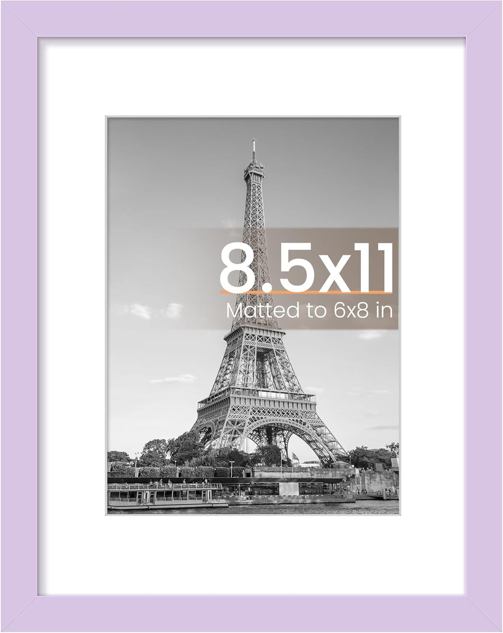 Upsimples 8.5x11 Picture Frame - Versatile Display for 6x8 Photos with Mat or 8.5x11 Without - Purple, 1 Pack