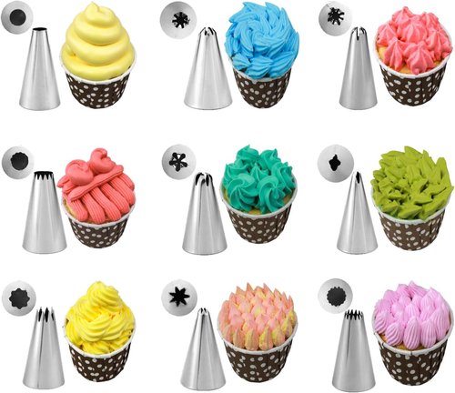 Kasmoire 11-Piece Extra Large Piping Tip Set | Stainless Steel Cake Decorating Nozzles for Pastry, Cupcakes & Cookies