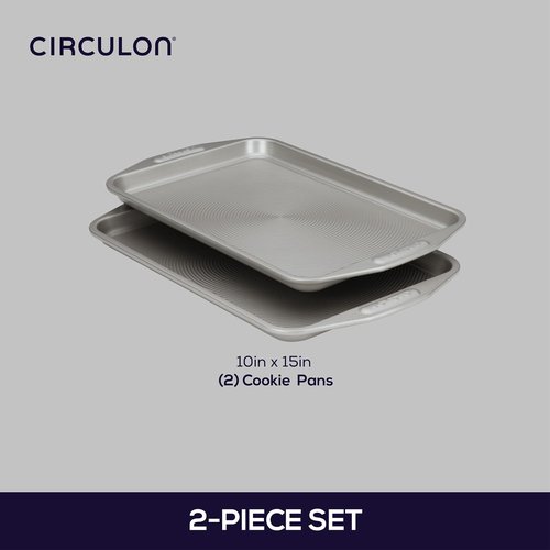 Circulon Nonstick Bakeware Set - 2-Piece Cookie Sheets for Effortless Baking | Gray Finish