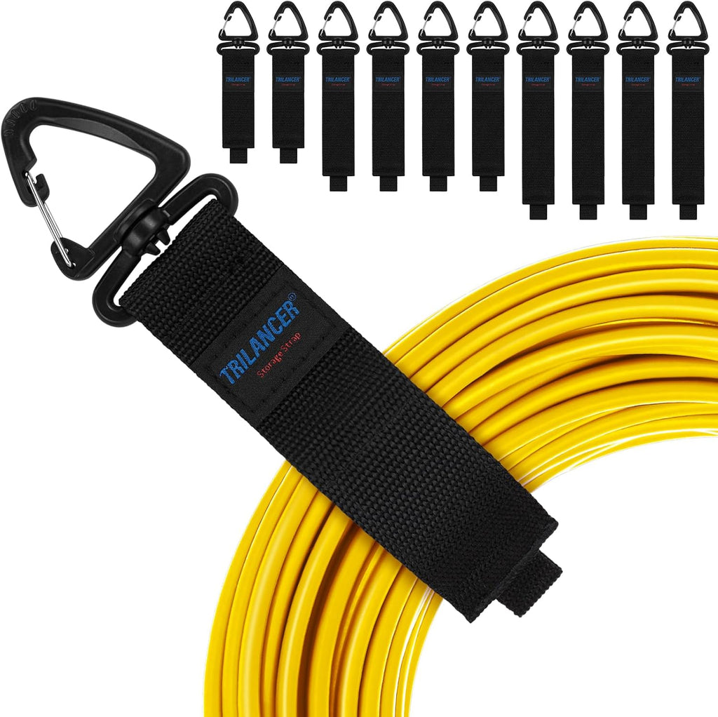 Trilancer Heavy Duty Storage Straps - 10-Pack Hook-and-Loop Cord Organizer for Cables & Wires