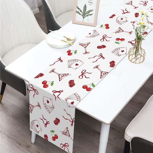Buxiuer Lucky in Love Table Runner Las Vegas Casino Bachelorette Party Valentines Day Decoration Bridal Shower Home Dining Kitchen Island Decor (13" x 72")