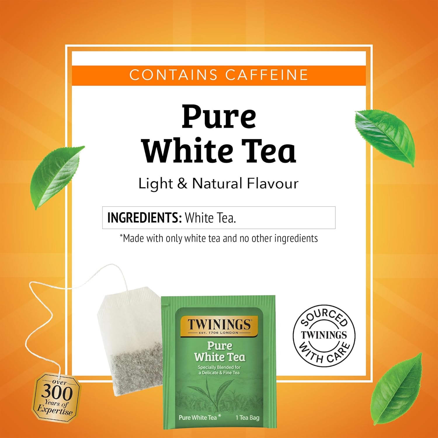 Twinings Pure White Tea - Individually Wrapped Bags, Light & Fresh Flavor, 20 Count (Pack of 6)