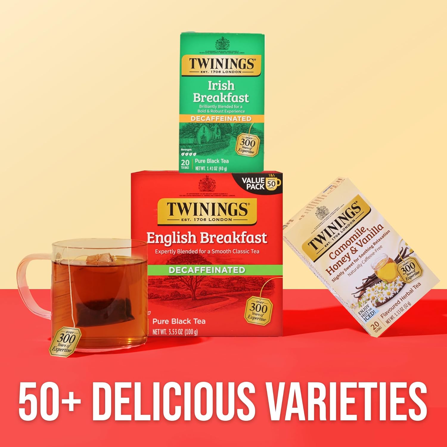 Twinings Decaffeinated Irish Breakfast Black Tea - Flavorful & Robust | 120 Individually Wrapped Bags
