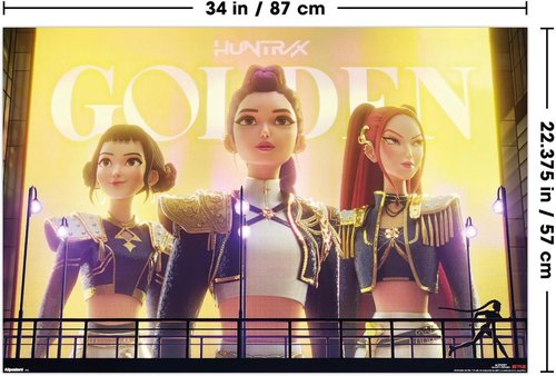 Huntrix Golden Wall Poster - Netflix KPop Demon Hunters (2025) | Unframed, 34"L x 22.4"W