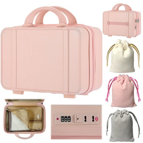 Adult Game Toy Storage Organizer Case Box and Toy Storage Bags, Reusable Discreet Lockable Toy Organizer Case with Zipper Lid for Women and Men, Pink