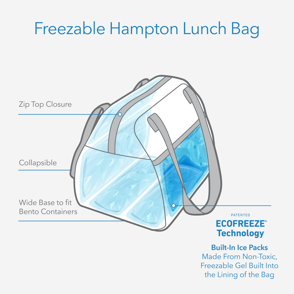 PackIt(R) Freezable Hampton Lunch Bag, Lavender, Built with EcoFreeze(R) Technology, Collapsible, Reusable, Zip Closure with Front Pocket and Shoulder Straps, Designed for Fresh Office Lunches