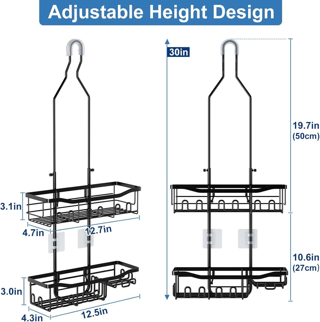 Skiennix Shower Organizer - Upgraded Extended Length, Rustproof Hooks & Large Bathroom Caddy