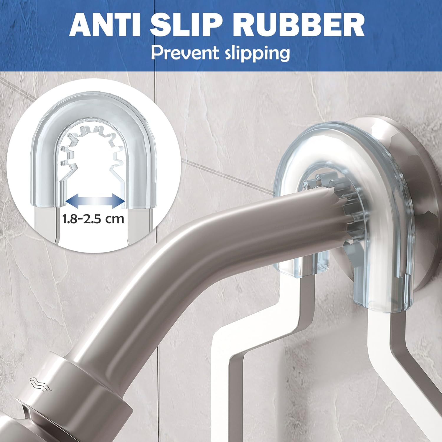 Never Rust Aluminum Shower Caddy by [Brand Name] - Over Showerhead Organizer with Hooks & Soap Holder | Silver