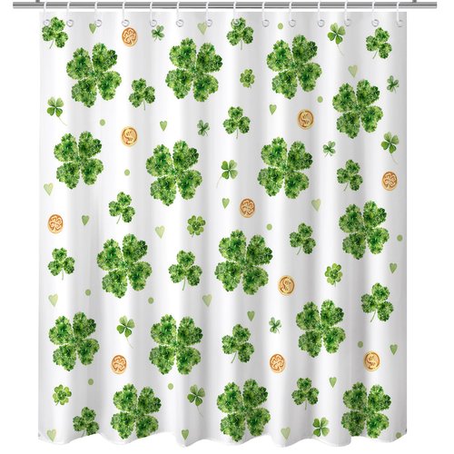 St Patricks Day Shower Curtain Green Lucky Clovers Shamrock Leaf Shower Curtain Waterproof Bath Curtain for St Patrick'S Day Shamrock Decor 72 X 72 Inch (72"W x 72"L (Pack of 1), Pattern 1)