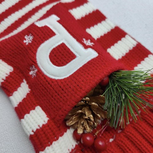 Christmas Stocking Knit Initial Christmas Stockings for Family Farmhouse Monogram Letter Christmas Stockings Christmas Decorations Gift Personalized Stocking Embroidered Letter A