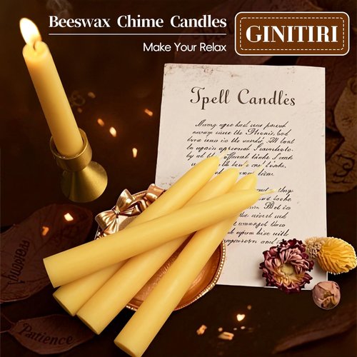 8 Pack Natural Beeswax Spell Candles-6in Beeswax Taper Candles-6 Hour Burning Short Candle Sticks Smokeless Bees Wax Candles for Home,Chime,Meditation,Ritual